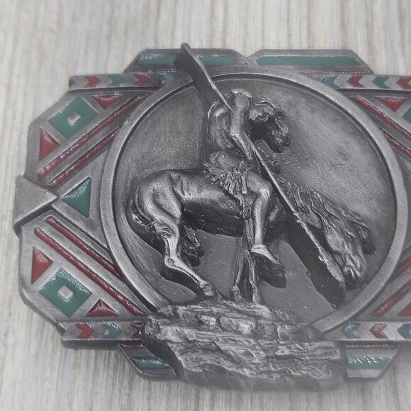 VINTAGE SISKIYOU (End Of Trail)‎ BUCKLE Lone Warrior Native American 1988 - Picture 10 of 10